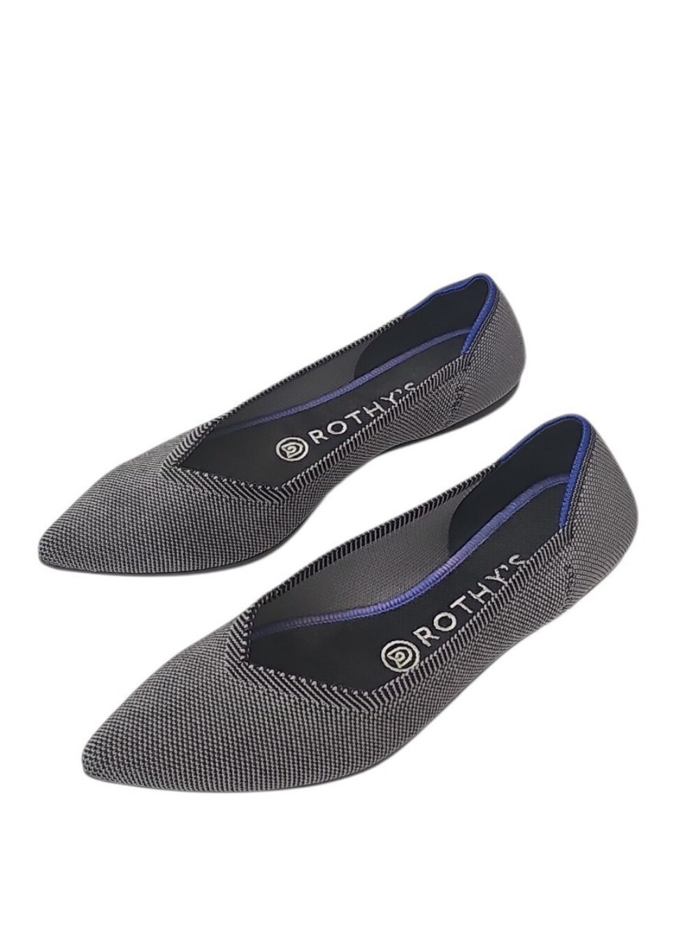Rothy's Pointed Toe Knit Ballet Flats Shoe Gray Birdseye Slip On New - Picture 5 of 5